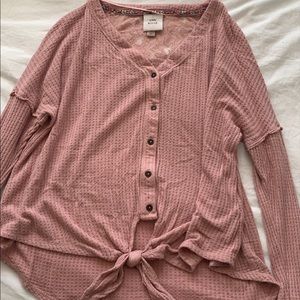 Blush top with cute lace panel on upper back